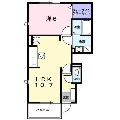 フィオーレ(1LDK/1階)の間取り写真
