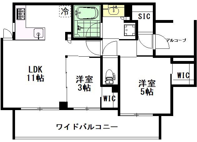 グローベル立川プレミアム(2LDK/7階)の間取り写真