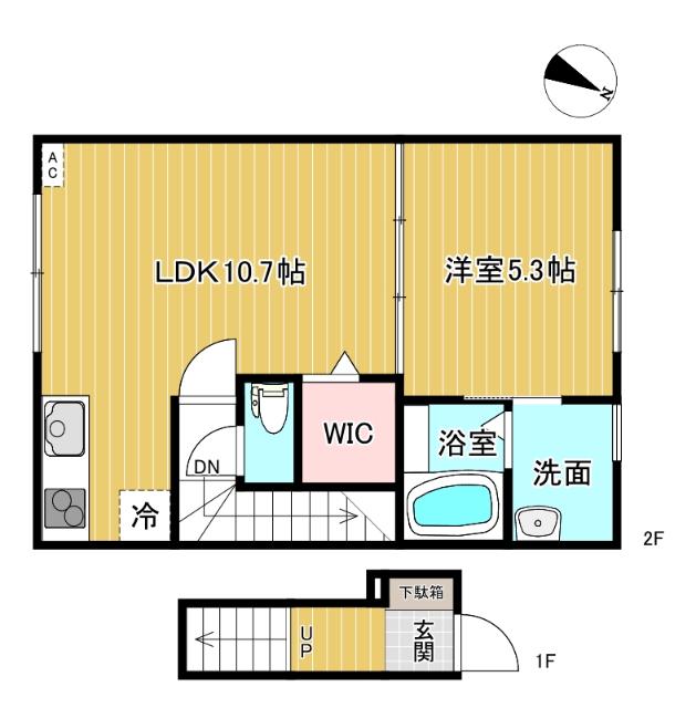 PICOT(1LDK/2階)の間取り写真