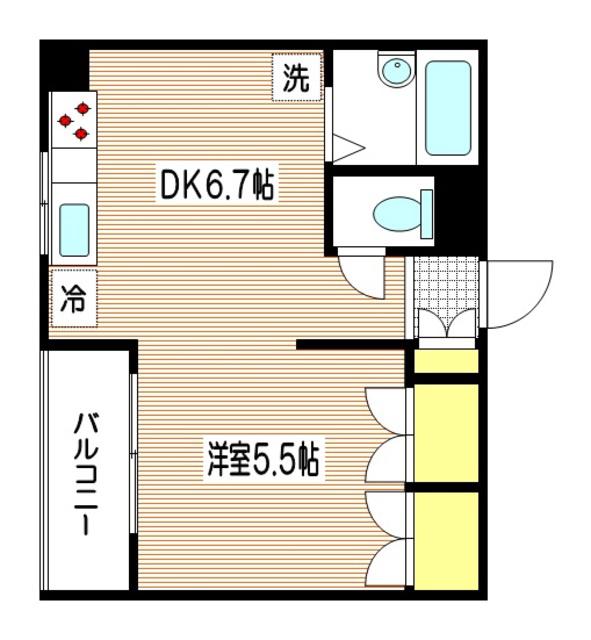 松本ビル(1DK/3階)の間取り写真