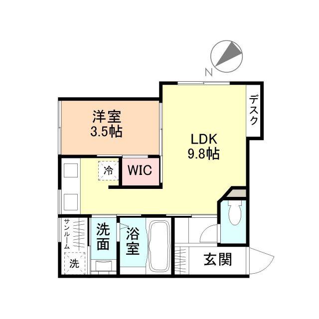 JATE(1LDK/2階)の間取り写真