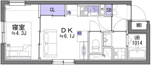 KS66/635(1DK/1階)の間取り写真