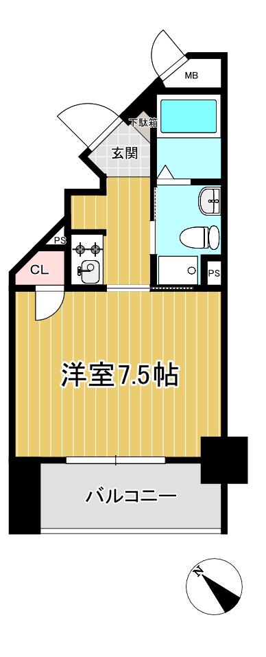 ダイナコート六本松V(1K/2階)の間取り写真