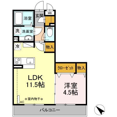ザフラッツヒヨシ(1LDK/2階)の間取り写真