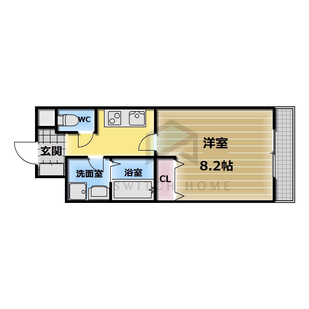 GRACE COURT II(1K/4階)の間取り写真