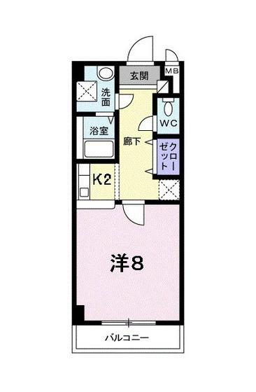 ニューメゾン森安(1K/2階)の間取り写真