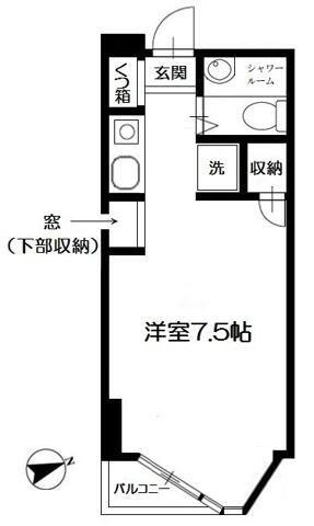 コーポアルプ(ワンルーム/3階)の間取り写真