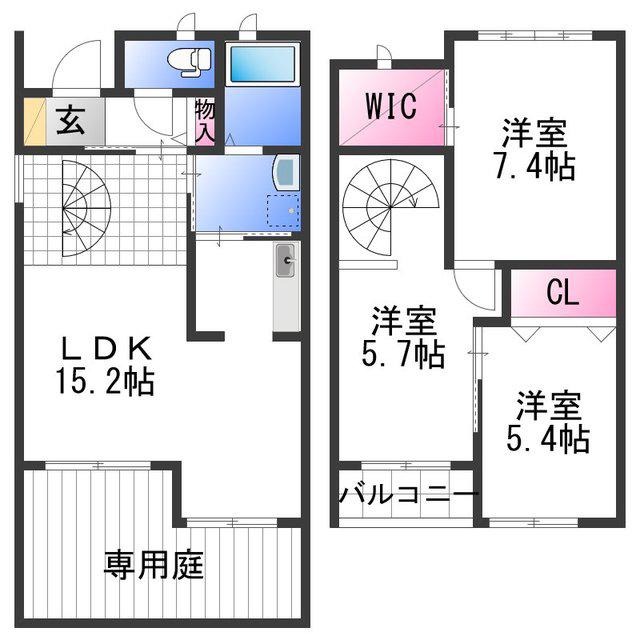 シャーメゾン松江(3LDK/1階)の間取り写真