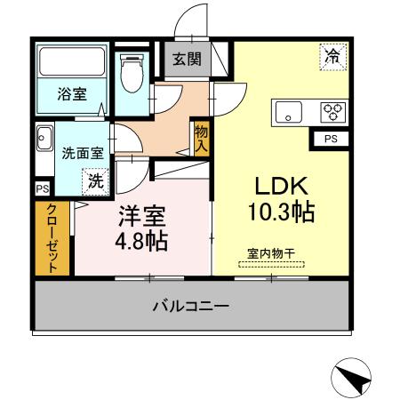 ＪＲ豊肥本線 東海学園前駅 徒歩12分 3階建 築6年(1LDK/3階)の間取り写真