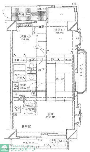 シーサイド片瀬江ノ島(3LDK/5階)の間取り写真