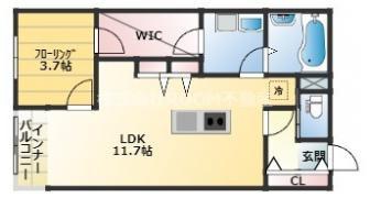 SPUMONI(1LDK/1階)の間取り写真