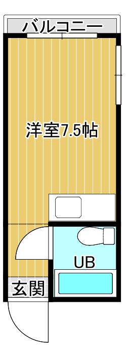 サンキコーポ(ワンルーム/4階)の間取り写真