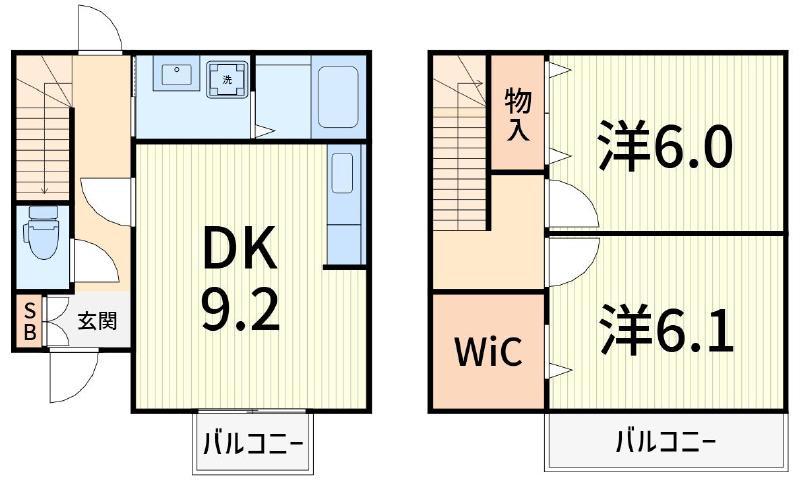 パ-クサイド静山(2DK/1階)の間取り写真