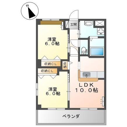 ル・レーヴ グラシュー(2LDK/2階)の間取り写真
