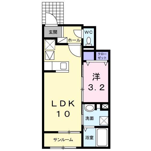 ブリッサ ベルデ M(1LDK/1階)の間取り写真