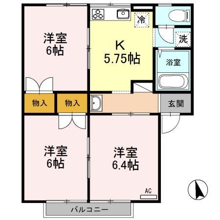 サンロード小山(3DK/1階)の間取り写真