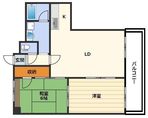 ナヴィール岩船(2LDK/5階)の間取り写真