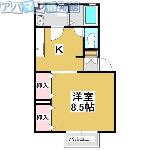 ビオス緑町I(1K/2階)の間取り写真