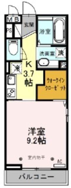 エスタシア風(1K/1階)の間取り写真