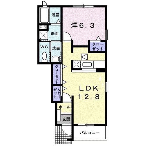 シンフォニー(1LDK/1階)の間取り写真
