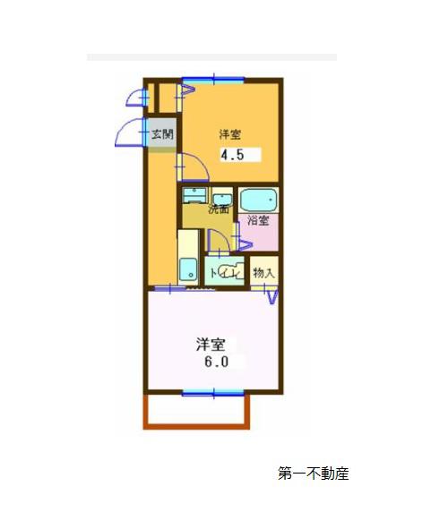 サンライフ・アイB棟(2K/2階)の間取り写真