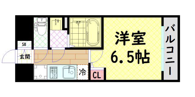 CITY LUX NAMBA サウス(1K/2階)の間取り写真