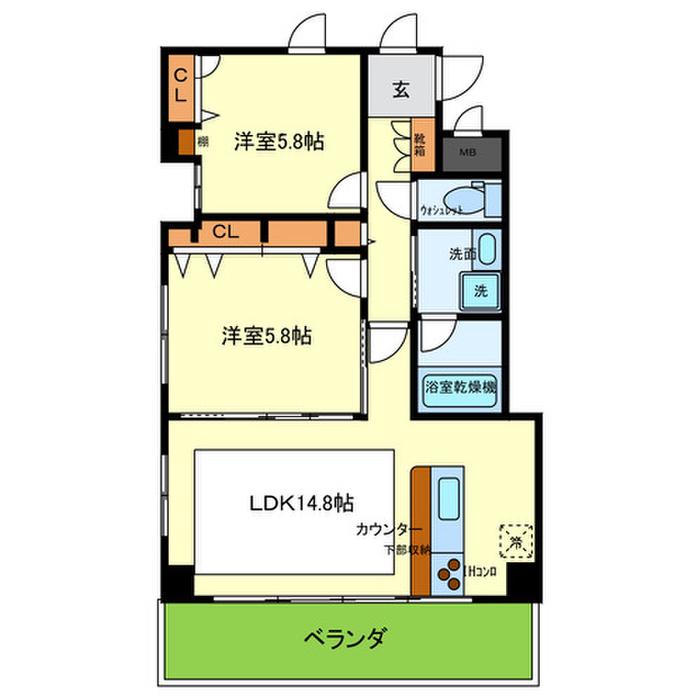 C&Cローズガーデン(2LDK/3階)の間取り写真