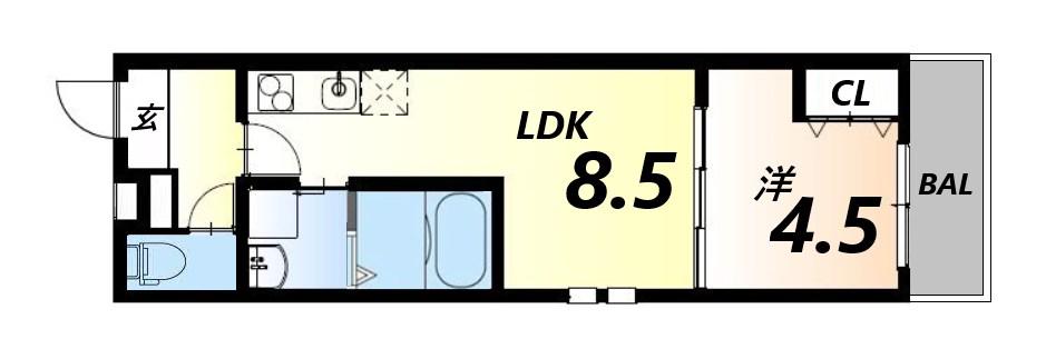 フジパレス尼崎三反田II番館(1LDK/1階)の間取り写真