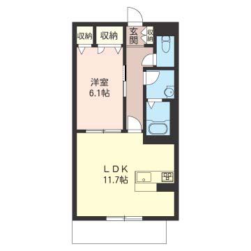 CIERO AZUL東海岸(1LDK/2階)の間取り写真