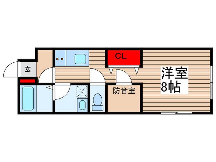 SKリデンテIII(ワンルーム/1階)の間取り写真