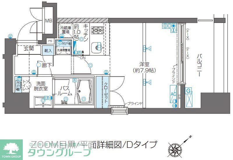 ZOOM目黒(ワンルーム/7階)の間取り写真
