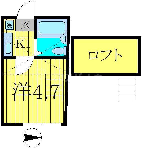 エルプレミア亀有(1K/2階)の間取り写真