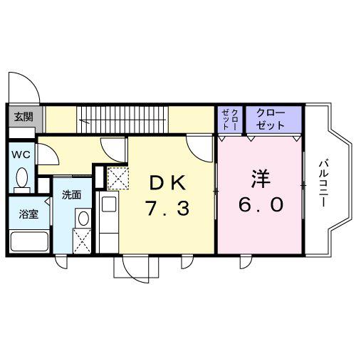 アヴニール77 A棟(1DK/2階)の間取り写真