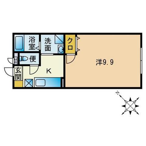 アムール仁(1K/2階)の間取り写真