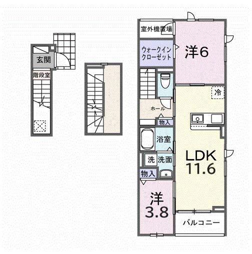 ミルト ブリッサ 大原(2LDK/3階)の間取り写真