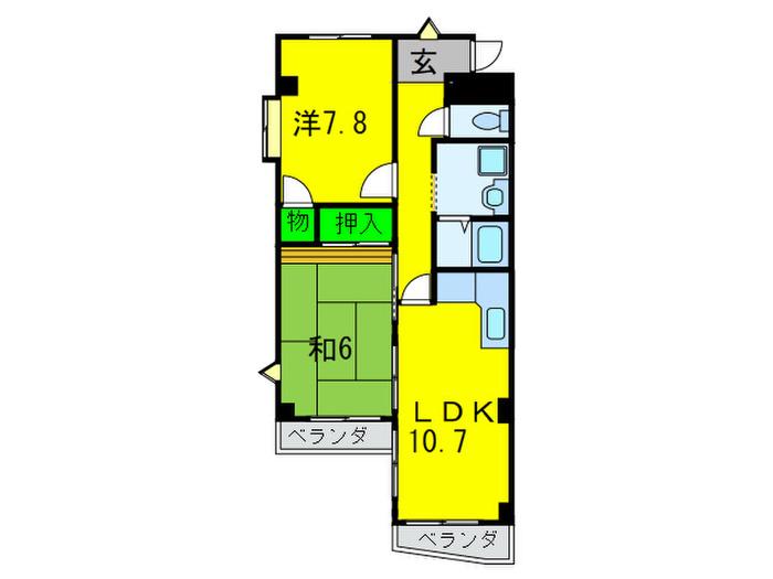 マンションCA(2LDK/2階)の間取り写真