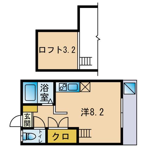 セイントヴィラ新宮(ワンルーム/1階)の間取り写真