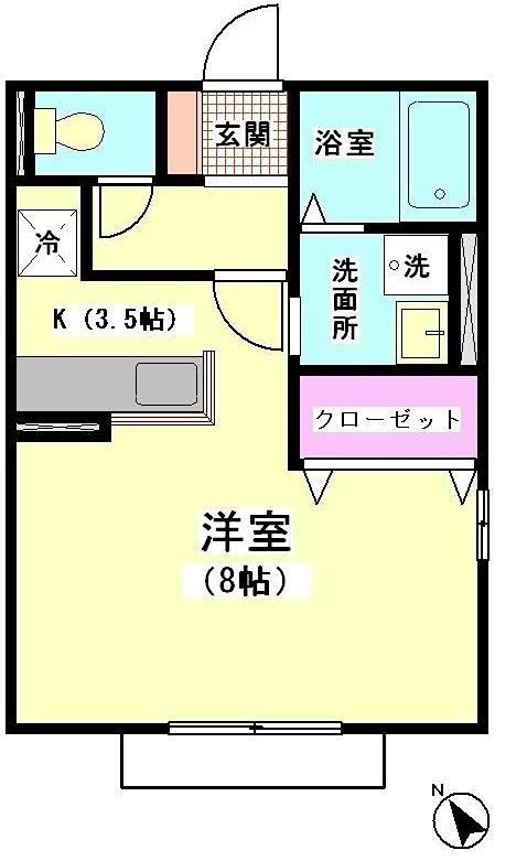 カラージュ馬込(1K/1階)の間取り写真
