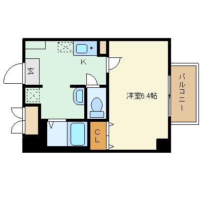 みおつくし西なんば(1K/6階)の間取り写真