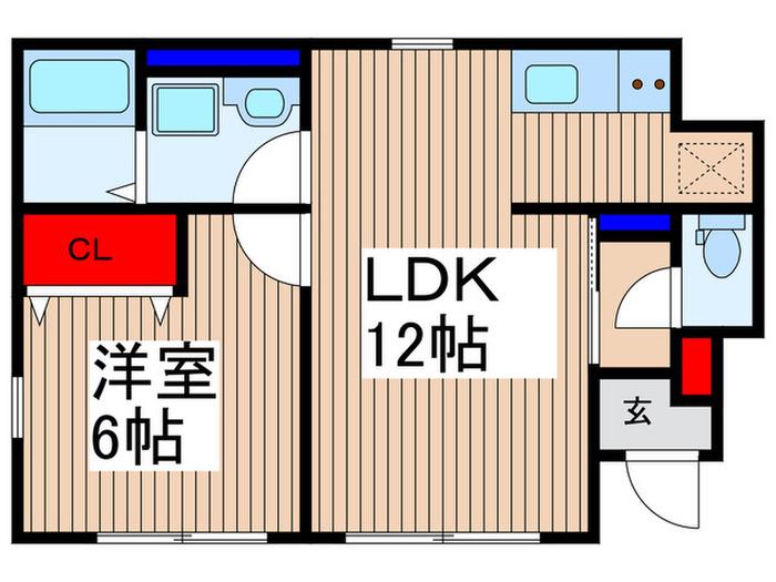 リーブルファイン川口市辻III(1LDK/1階)の間取り写真