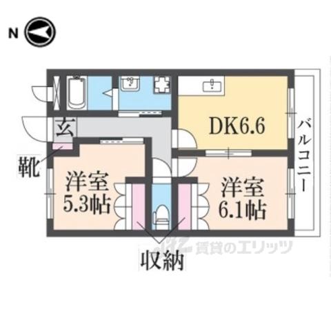 明和マンション1(2DK/2階)の間取り写真