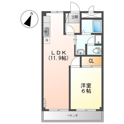 サニープレイス(1LDK/1階)の間取り写真
