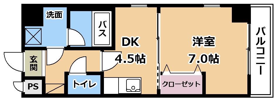 ユニティー南草津(1DK/3階)の間取り写真