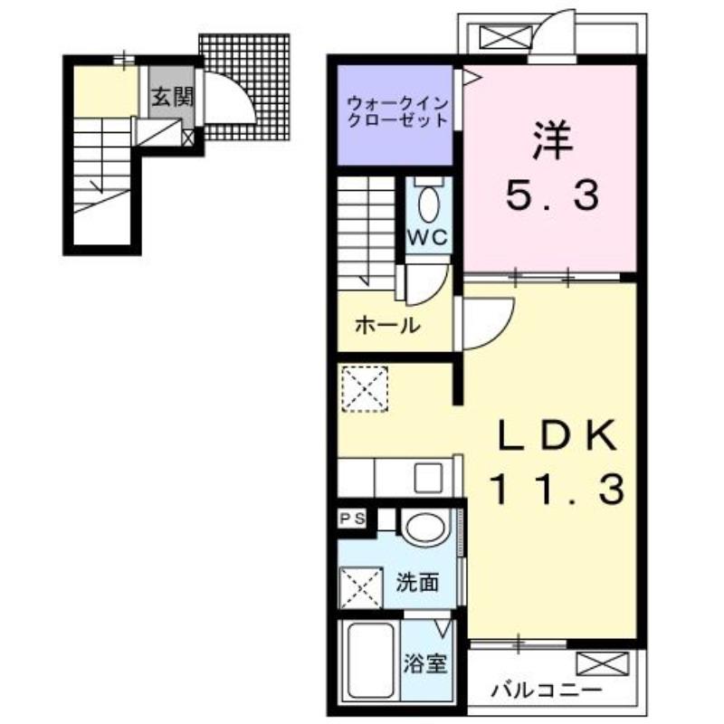 ライズ・トミヤ(1LDK/2階)の間取り写真