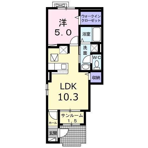 スマイルベリー(1LDK/1階)の間取り写真
