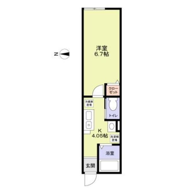 ルナモンド北松戸(1K/1階)の間取り写真