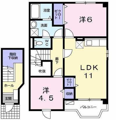 クレールみゆき(2LDK/2階)の間取り写真