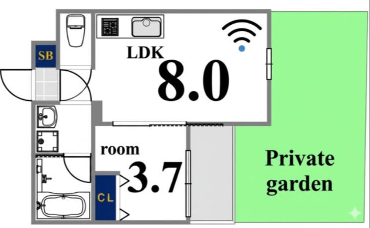 S-MOVE庚午北NEO(1LDK/1階)の間取り写真