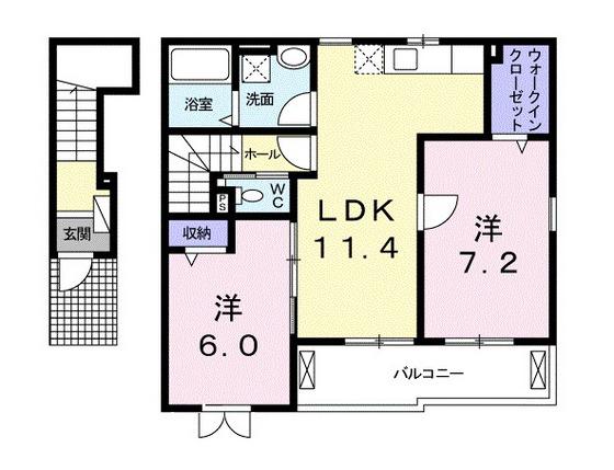 GRADO(2LDK/2階)の間取り写真