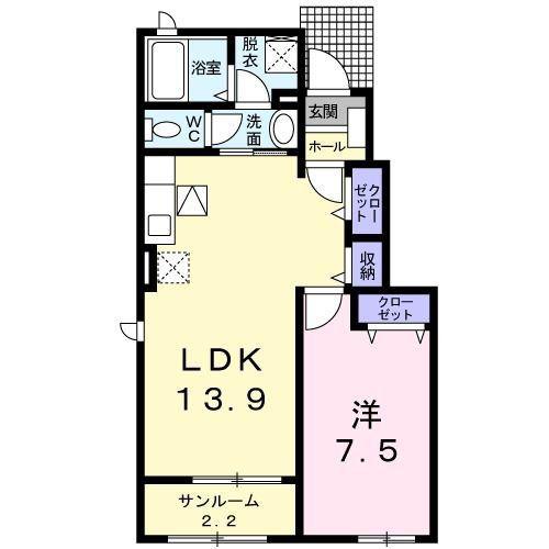 T・フロムI(1LDK/1階)の間取り写真